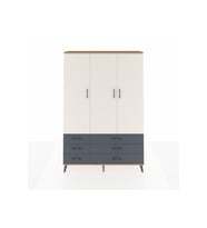 Arges Dolap 5 Raflı 6 Çekmeceli Tek Askılı 132x30x195 Çam-Aytaşı/Antrasit