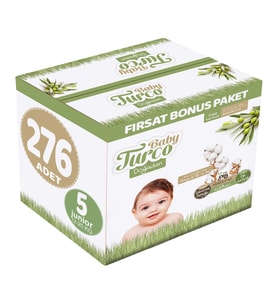 Baby Turco Bebek Bezi Doğadan Beden:5 (12-25KG) Junior 276 Adet Fırsat Bonus Pk
