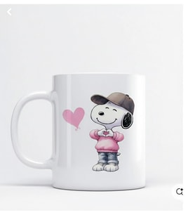 Snoppy Çizgi Film Snoppy Tasarımlı Hediyelik Porselen Kupa Bardak (Beyaz)
