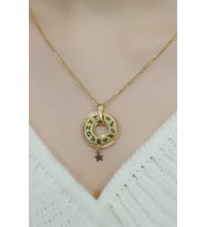 YILDIZLI BURÇ KOLYE 14 AYAR A057515