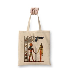 Ancient Egypt Antik Mısır Beyaz Bez Çanta Uzun Saplı Alışveriş Çantası Plaj Çantası