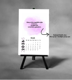 TAKVİM 2026 KİŞİYE ÖZEL RESİMLİ ŞOVALYE AYAKLI MASA TAKVİMİ