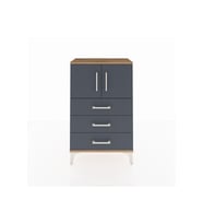 Arges Komodin Tek Raflı 3 Çekmeceli 2 Kapaklı 60x30x96 Çam-Antrasit