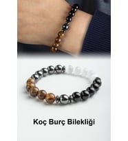 Koç Burç Bilekliği Kaplan Gözü-Kedi Gözü-Oniks-Hematit Doğal Taş 8mm Bileklik
