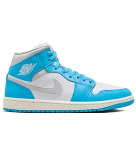 Nike Air Jordan 1 Mid Unisex Leather Sneaker Hakiki Deri Bilekli Günlük Spor Ayakkabı Beyaz Mavi
