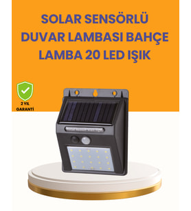 20 Led Güneş Enerjili Hareket Sensörlü Dış Mekan Duvar Lambası - Lisinya