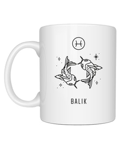 Kişiye Özel Balık Burcu ve İsimli Beyaz Kupa