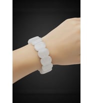 Geniş Taşlı Doğal Kristal Kuvars Bileklik 111-3