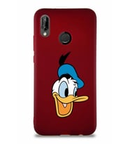 Huawei P20 Lite Soft Premier Kapak Donald Duck-A Tasarımlı Silikon Kılıf - Mürdüm (Şeffaf)