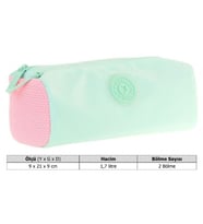 Kaukko İki Bölmeli Kız Çocuk Okul Kalem Çantası - Su Yeşili Pembe - K2737 (Çok Renkli)