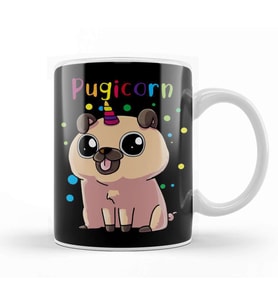 Pug Unicorn Kupa Bardak Porselen