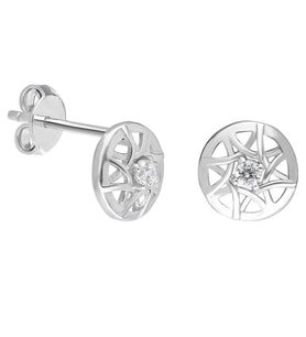 Zirkon Taşlı Daire Tasarım 925 Ayar Gümüş Küpe