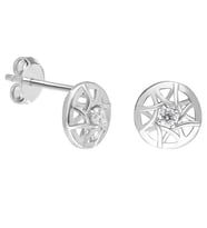 Zirkon Taşlı Daire Tasarım 925 Ayar Gümüş Küpe