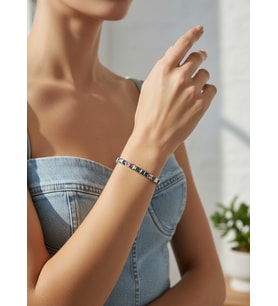 Valmont Accessories Kadın Silver Renk Renkli Taşlı Geometrik Bileklik