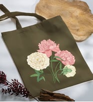 BK Gift Çiçek Tasarımlı Haki Kumaş Bez Çanta, Baskılı Omuz Çantası, Alışveriş Çantası, Arkadaşa Hediye-7