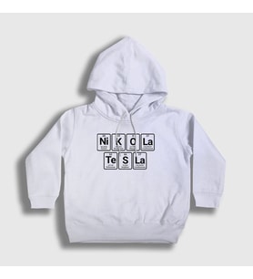 Presmono Unisex Çocuk Beyaz Periodic Table Scientist Nikola Tesla Kapüşonlu Sweatshirt 337131tt (Beyaz)