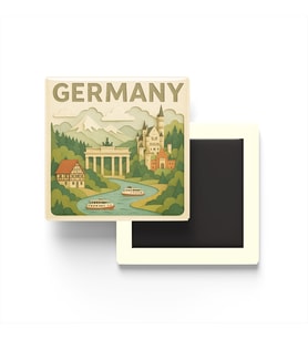 Almanya - Germany - Paper Cut Art - Baskılı Buzdolap Magneti Kare - 9x9 cm