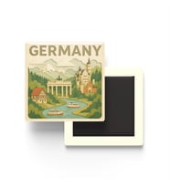 Almanya - Germany - Paper Cut Art - Baskılı Buzdolap Magneti Kare - 9x9 cm