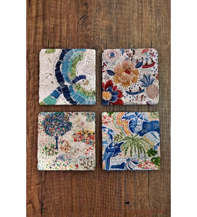 Doğal Taş Bardak Altlığı 4'lü Set 10x10x1 Cm - Desen Uv Baskılı Srone Coasters