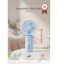 Torima Şarjlı El Vantilatörü Masaüstü Stantlı 3 Kademeli Taşınabilir Mini Fan F57 Mavi