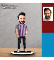 Kişiye Özel Karikatür Trabzon - Bordo Mavi Erkek Taraftar Tasarımlı Biblo B144