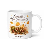 Kestane ve Sonbahar Temalı Baskılı Kupa Bardak Hediye Porselen Mug