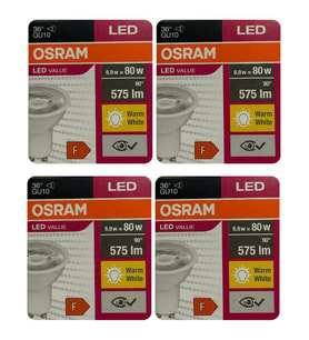 (4 Adet) Osram 6.9W (80W) 2700K (Sarı Işık) GU10 Duylu Led Spot Ampul