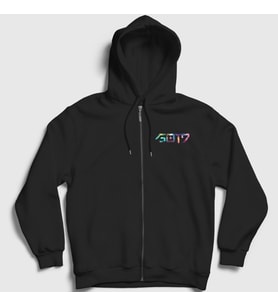 Presmono Unisex Siyah Nebula K-Pop Got7 Fermuarlı Kapüşonlu Sweatshirt 409258tt