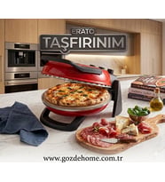 Kırmızı Gözdehome Erato Taşfırınım Doğal Taş Tabanlı Pizza Makinesi Taş Fırın Seti Hediyeli