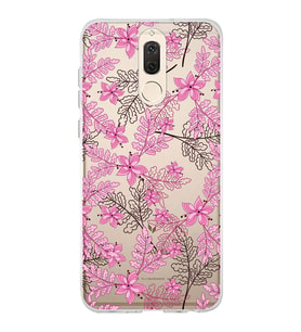 Huawei Mate 10 Lite Uyumlu Kapak Floral Pembe Tasarımlı Şeffaf Silikon Kılıf