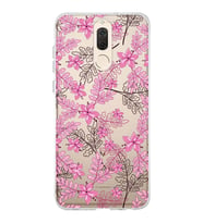 Huawei Mate 10 Lite Uyumlu Kapak Floral Pembe Tasarımlı Şeffaf Silikon Kılıf