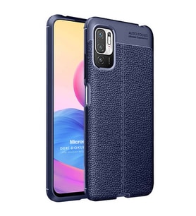 Microsonic Xiaomi Redmi Note 10 5G Kılıf Deri Dokulu Silikon Lacivert