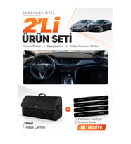 e-biz OPEL İNSİGNİA (2017-2026) Uyumlu Torpido Örtüsü + Deri Bagaj Çantası Seti - Siyah - OP021
