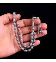 Tamamı 925 Ayar Gümüş Arpa Kesim Fizyon Model Tesbih
