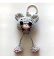 Gri Kedicik Amigurumi Organik Anahtarlık Oyuncak