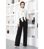 Bol Kumaş Pantolon Siyah 6056