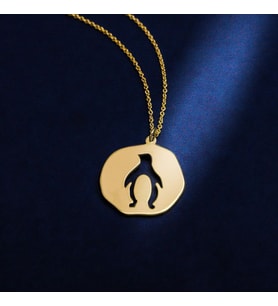 Kişiye Özel 925 Ayar Gümüş Penguen Kolye (Gold)
