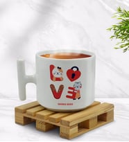 BK Gift Kişiye Özel Love Tasarımlı T Kulplu Beyaz Middle Kupa Bardak-1