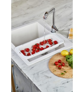 Lavoba İçi Sürgülü Açılır Kapanır Sebze Meyve Süzgeci Beyaz (Açık 38,5 Cm Kapalı 34,50 Cm )