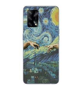 Oppo A74 Uyumlu Sanatsal Vintage Desenli Şeffaf Telefon Kılıfı
