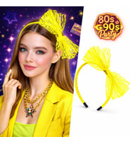 80’ler 90’lar Neon Sarı Dantel Taç Fiyonklu