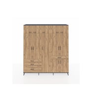 Hyperion Gardrop 11 Raflı 4 Çekmeceli 2 Askılı 220x44x243 Antrasit-Çam/Çam