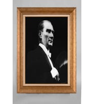 Altın Varaklı Paspartulu Çerçeveli Atatürk Tablo sd760
