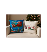 Çift Tarafı Baskılı Candy Christmas Desenli 2'li Set Kadife Kırlent Kılıfı Yılbaşı - Noel (Yılbaşı Kırmızısı)