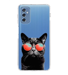 PrintiFy Samsung Galaxy M52 ile Uyumlu Kedi 3 Kamera Korumalı Şeffaf Kılıf