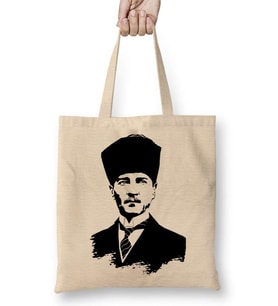 Mustafa Kemal Atatürk Bez Çanta Uzun Saplı