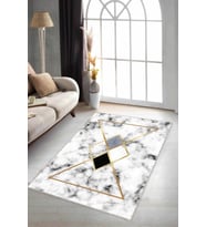 Gold Mermer Görünümlü Kaymaz Tabanlı Dekoratif Halı AR015 - 100 x 160 cm