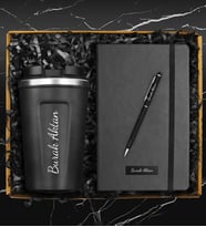 Kişiye Özel Bardak Model Termos & Kişiye Özel Metal Kalem & Kişiye Özel Defter Hediye Seti
