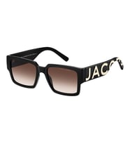 Marc Jacobs Unisex Güneş Gözlüğü - Dikdörtgen Siyah Kemik Çerçeve Kahverengi Degrade Cam UV400 MARC