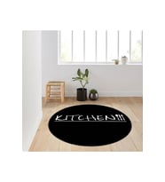 Eliana Home Baskılı, Yıkanabilir Kaymaz Taban Yuvarlak Halı LNA7132 120x120 cm (Siyah)